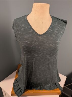 Modcloth Heathered Blue/Green V-Neck Peplum Tee